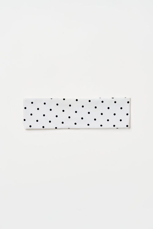 Performance Non-Slip Headband in White Polka Dot