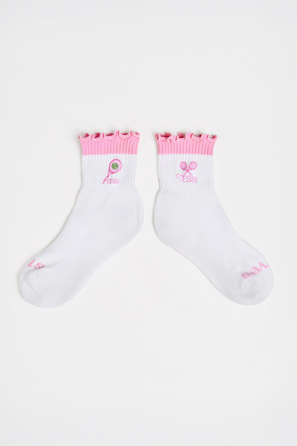 Pink Embroidery ruffle socks