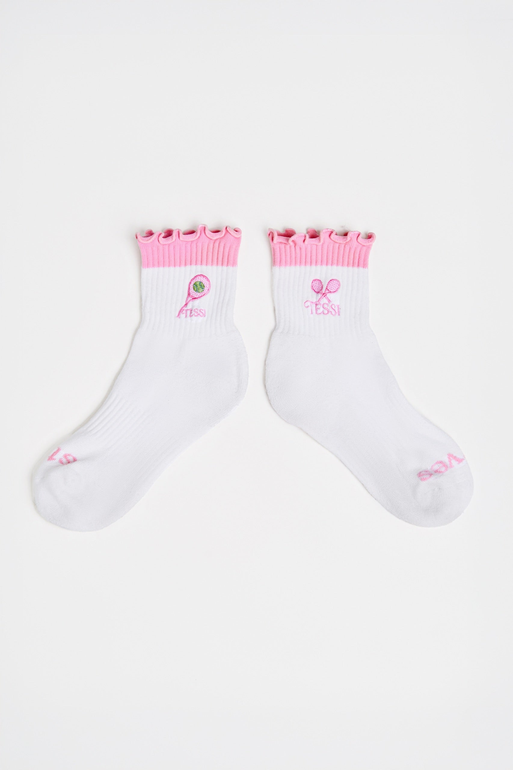 Pink Embroidery ruffle socks