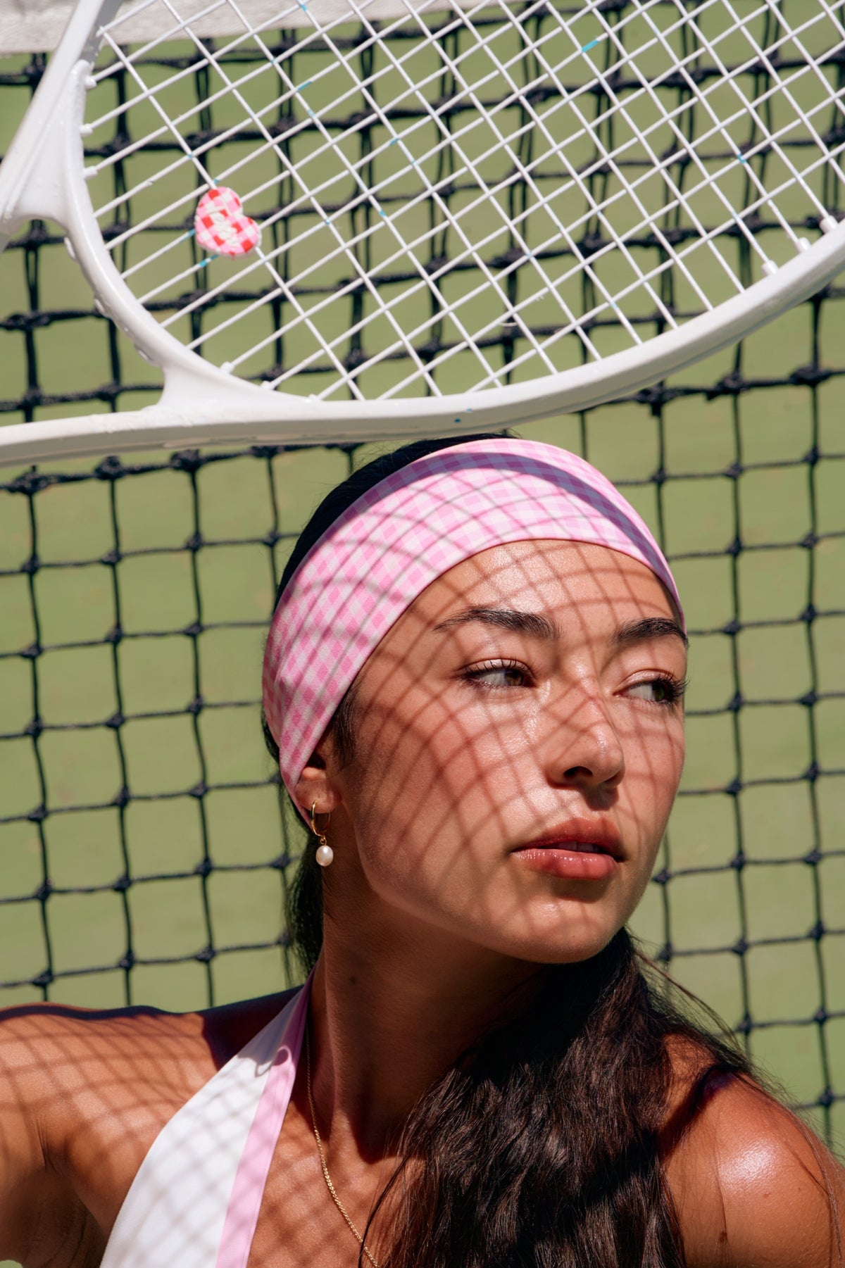 TESSI headband in Pink Gingham on court