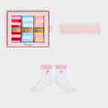TESSI Stripe Set: Yellow Stripe Headband, Stripe Overgrip 3-Pack, Pink Socks